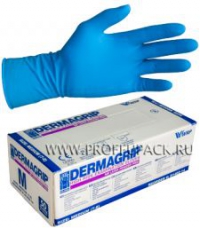 Перчатки латексные синие DERMAGRIP М 25/кор.