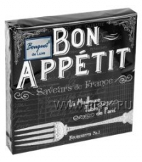 Салфетка бумажная 3сл. 24х24см BOUQUET de LUXE Bon appetit на чёрном 25л/уп/15